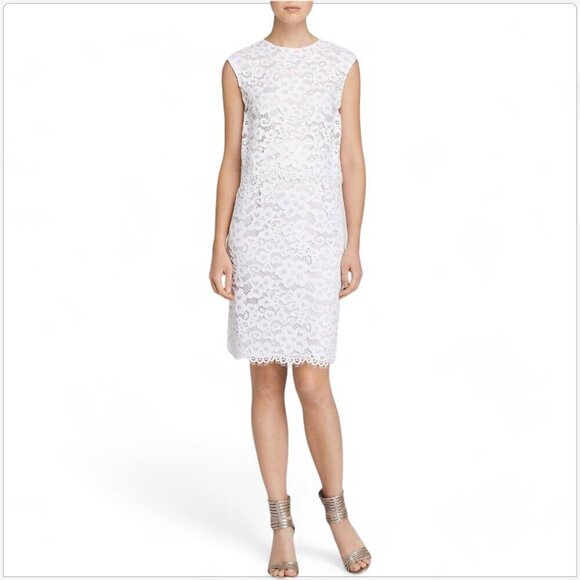 Shoshanna Dresses & Skirts - Shoshanna Lola White Lace Sleeveless Layered Waist Sheath Dress New NWT Size 8